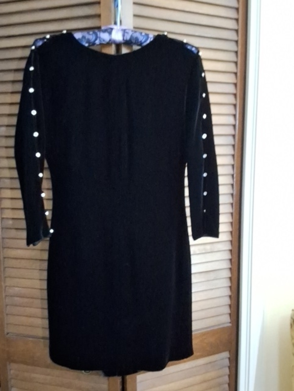 Classic Black Rhinestone-Button Sheath Dress